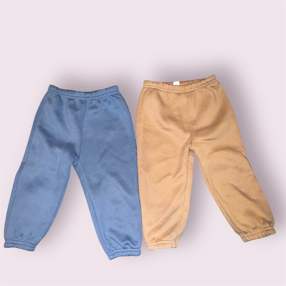 Shein Toddler Joggers 2T-3T |‎ 2 Pack Blue & Tan Fleece Sweatpants